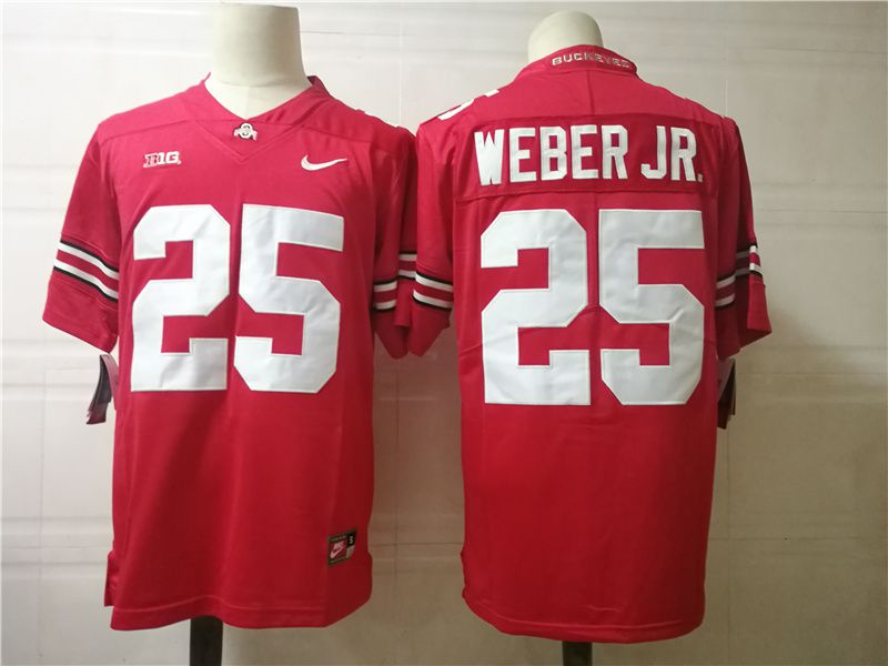 Men Ohio State Buckeyes #25 Weber jr Red Nike 2025 NCAA Jersey->ncaa teams->NCAA Jersey